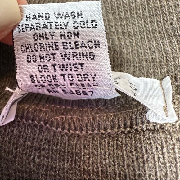 Vintage Express Tricot Wool Blend Tunic Brown Pockets size Large Sweater baggy - Picture 5 of 6